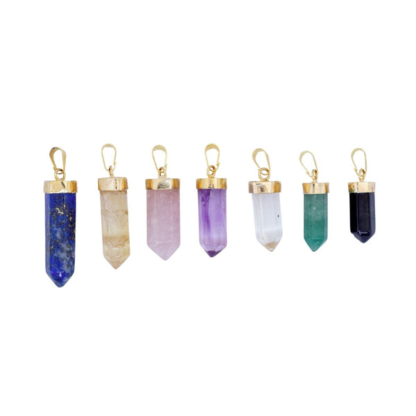 Pointed Prism - Pendant - Various Gemstones