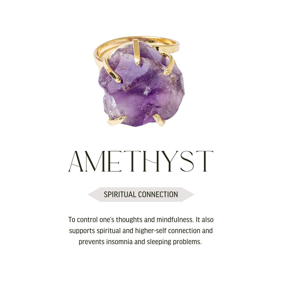 Big Amethyst -  Lollipop Ring - 18K Gold Plated