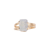 Aquamarine - Love Is In The Air - Rectangular Ring - Gold Plated - S