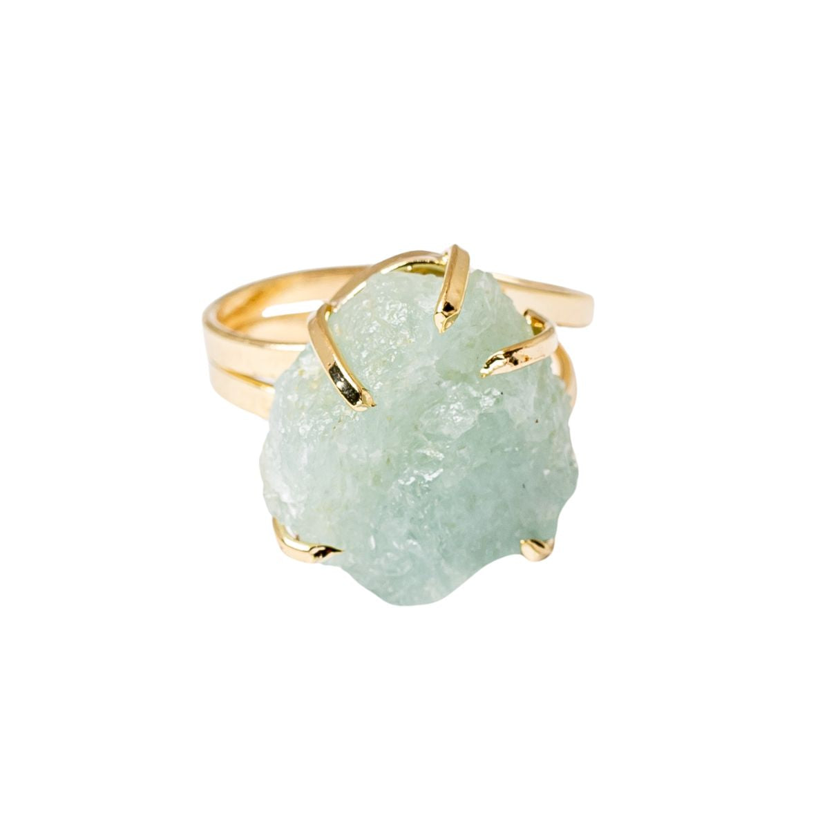 Big Aquamarine - Lollipop Ring - 18K Gold Plated