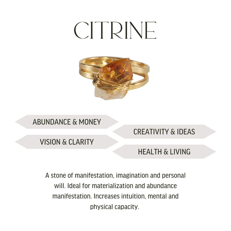 Citrine Wrapped Ring - 18k Gold Plated