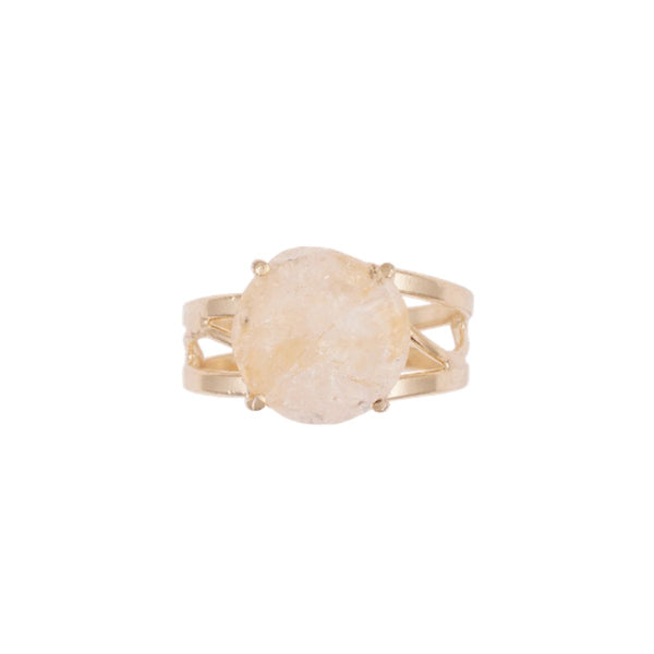 Citrine - Love Is In The Air - Round Ring - Gold Plated