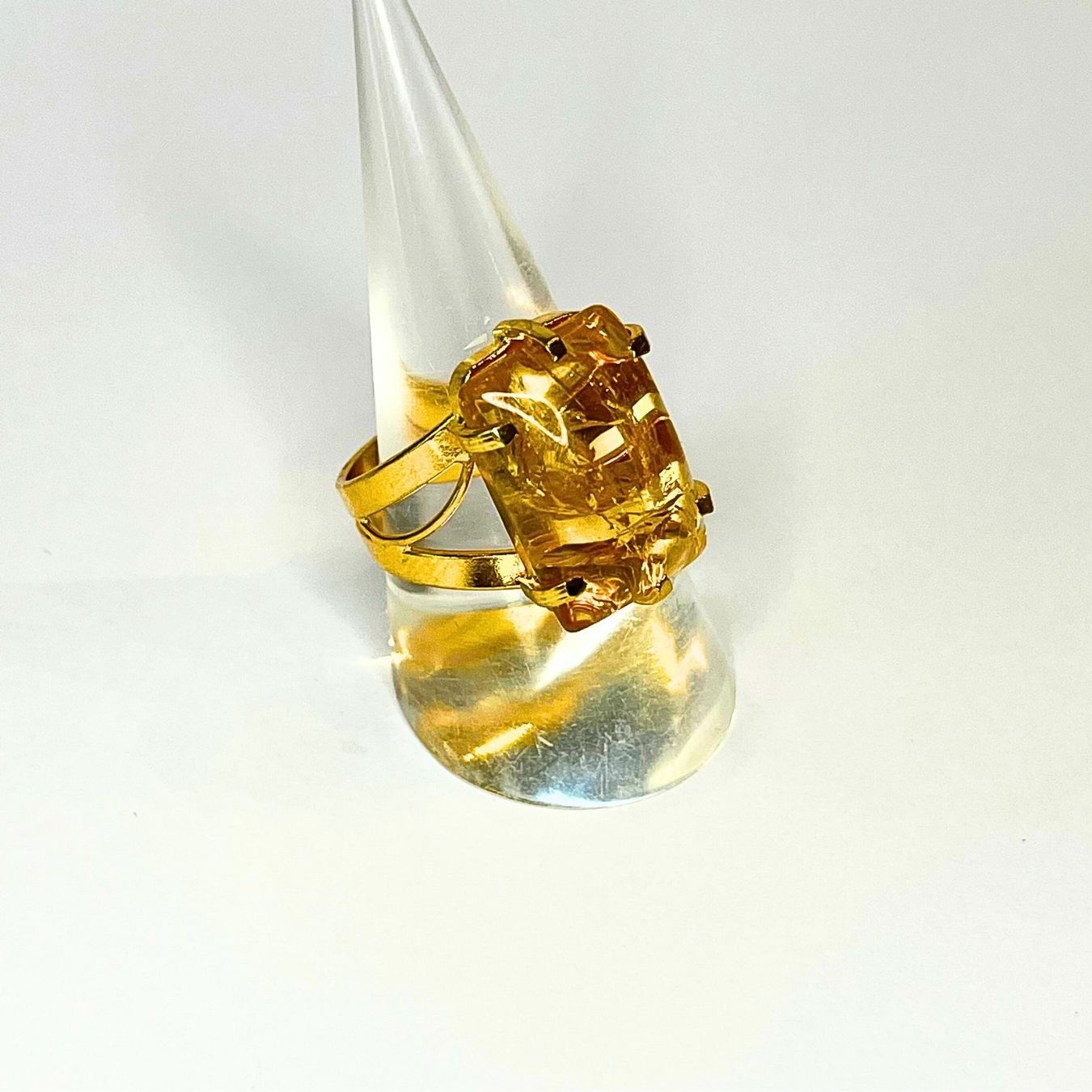 Various stones - Adjustable Cabochon Ring - Gold Plated