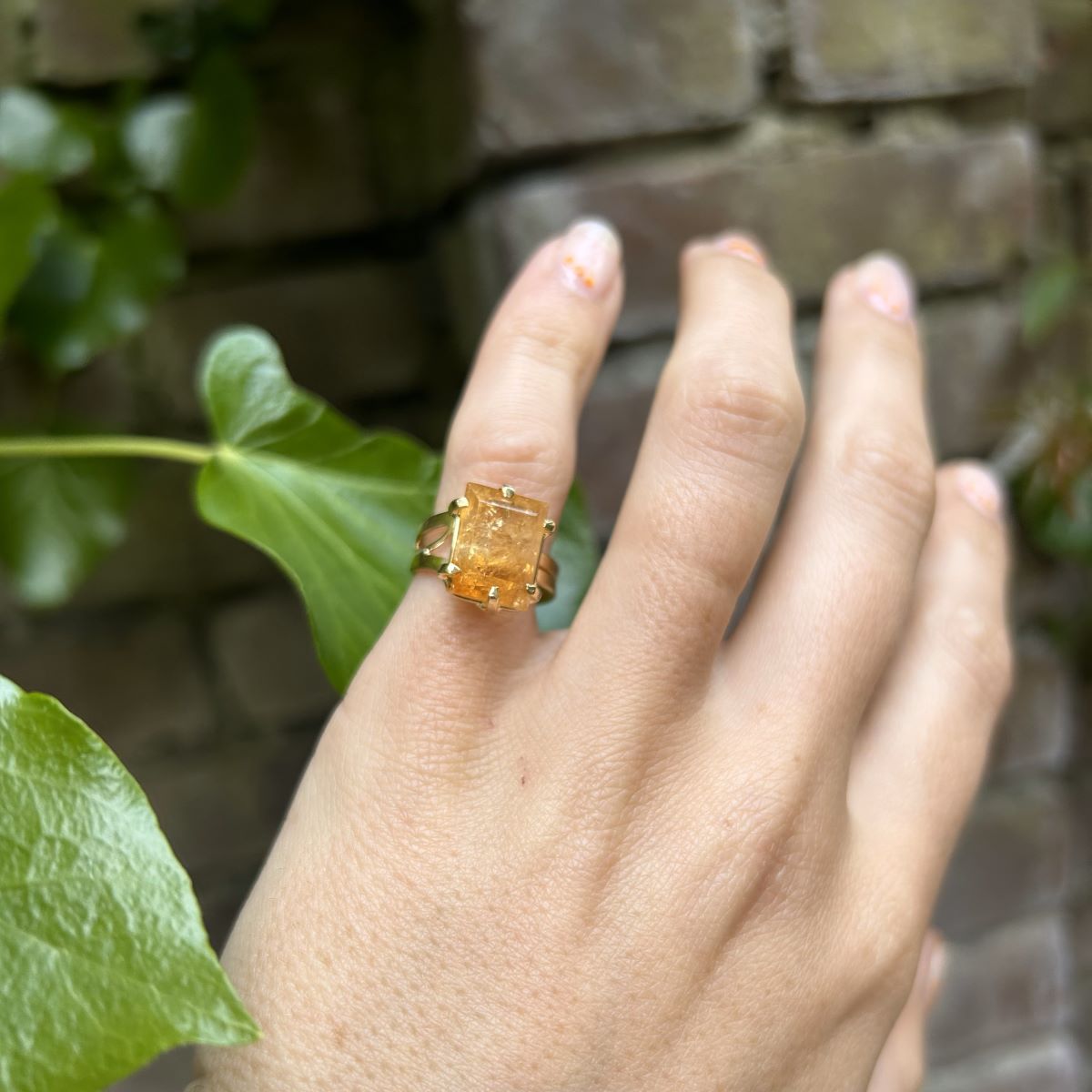 Citrine Quartz - Pinky Ring - 18k Gold Plated