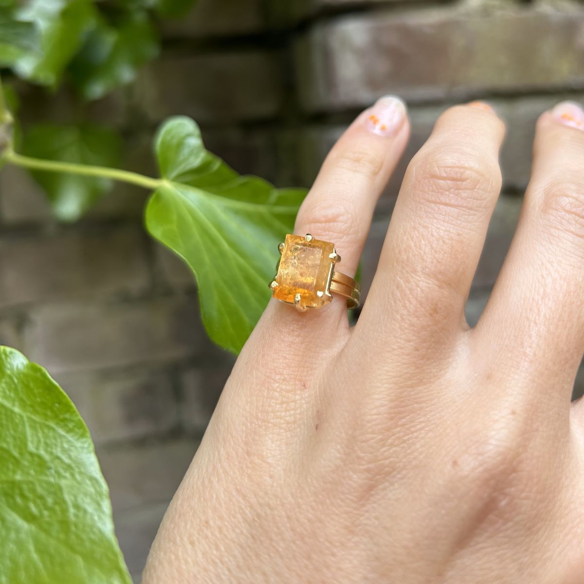 Citrine Quartz - Pinky Ring - 18k Gold Plated