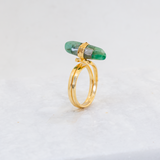 Smaragd - Verpakte Ruwe Ring - Verstelbaar - Verguld