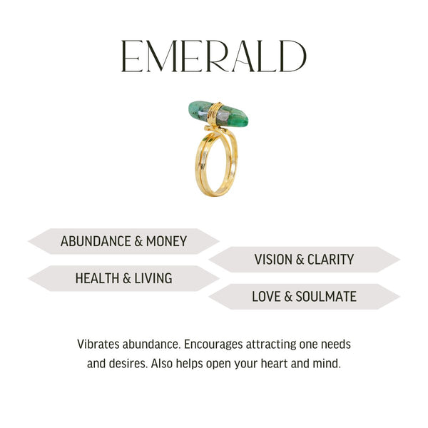 Emerald Wrapped Ring - 18k Gold Plated