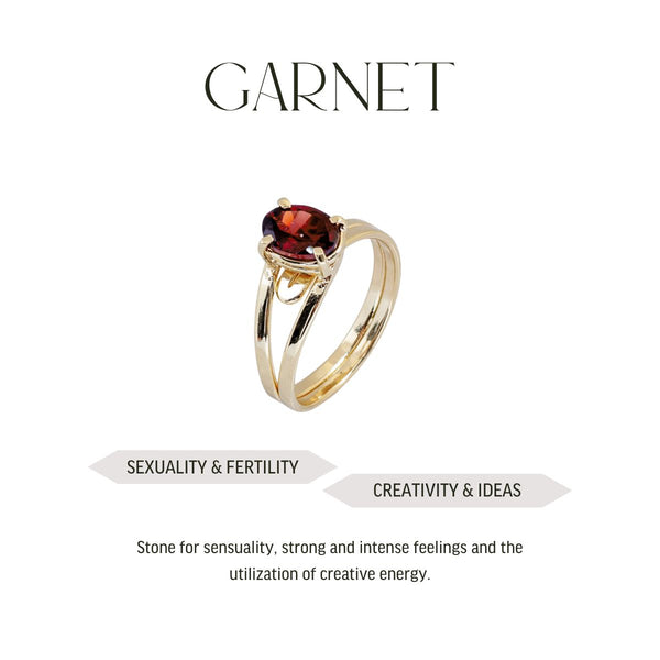 Garnet - Royal Ring - Adjustable - 18k Gold Plated