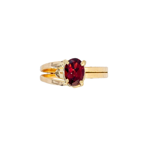 Garnet Ring - Diamond Cut & 18k Gold Plated