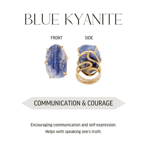 Blue Kyanite - Speak your Truth - Raw Oval Ring - Gold Plated