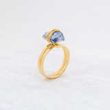 Blue Kyanite - Wrapped Raw Ring - Adjustable - Gold Plated