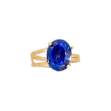 Ring verstelbaar Lapis Lazuli diamant geslepen steen, verguld (ovaal 5x7mm)