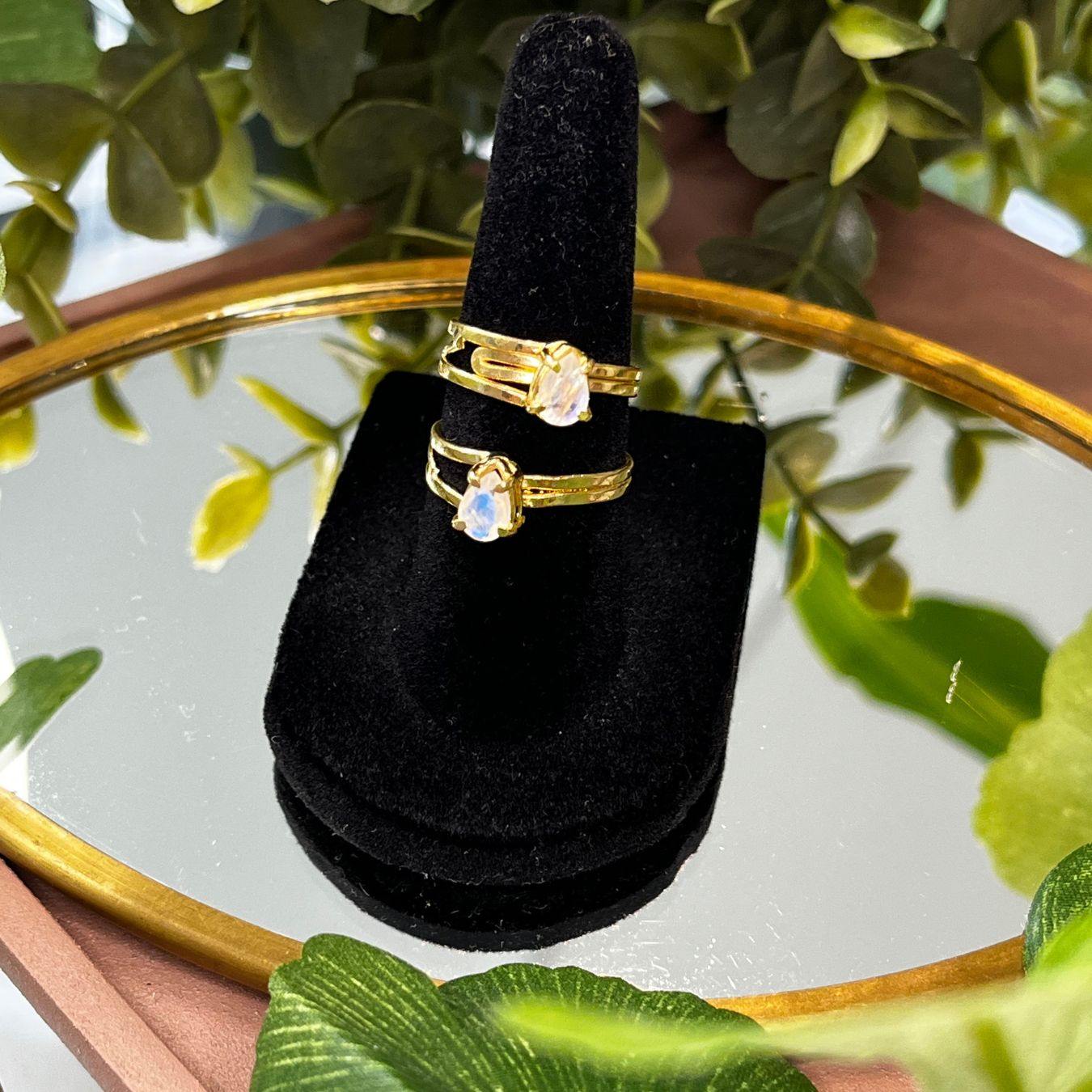 Ring Maansteen Verguld