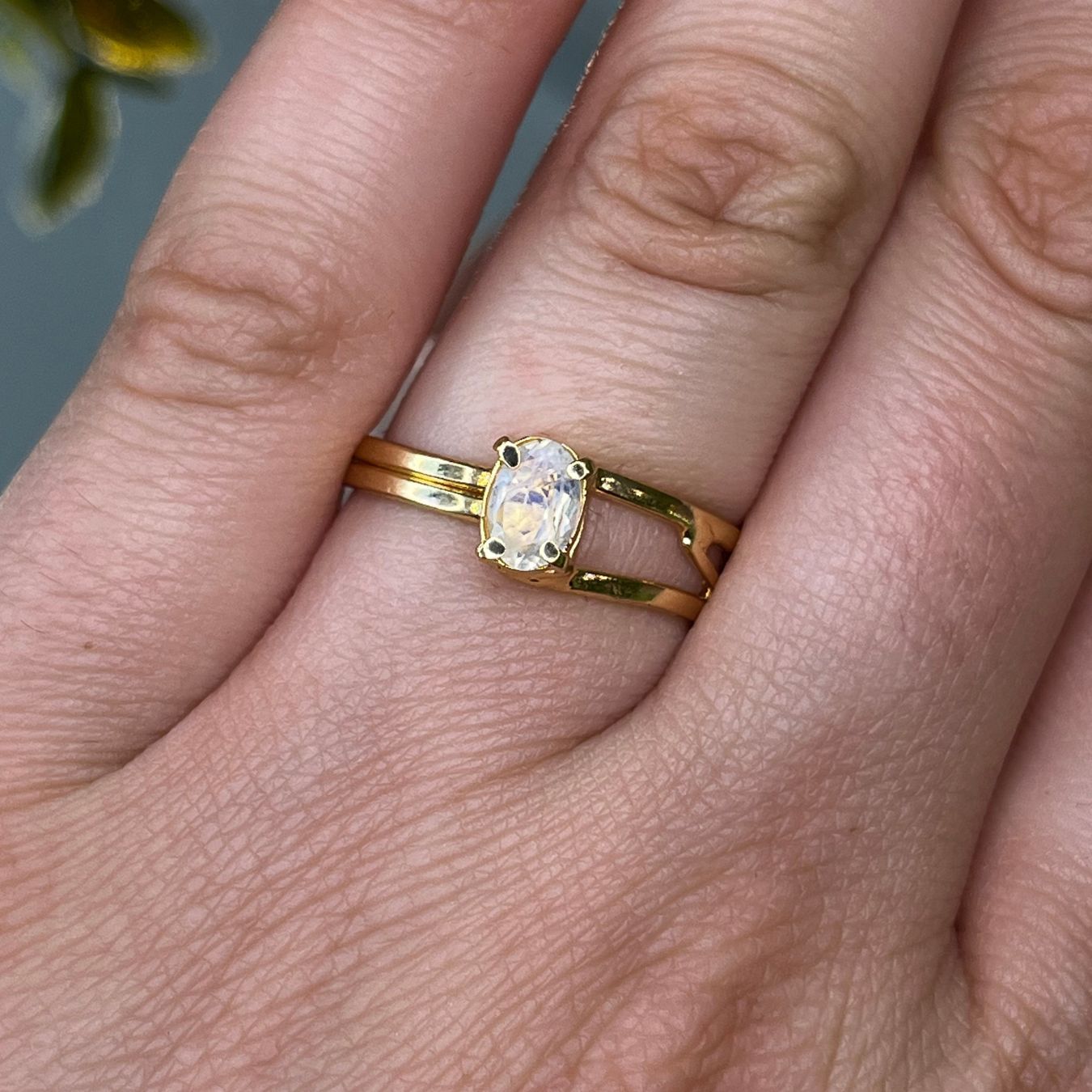 Moonstone Faceted Ring - Gold Plated