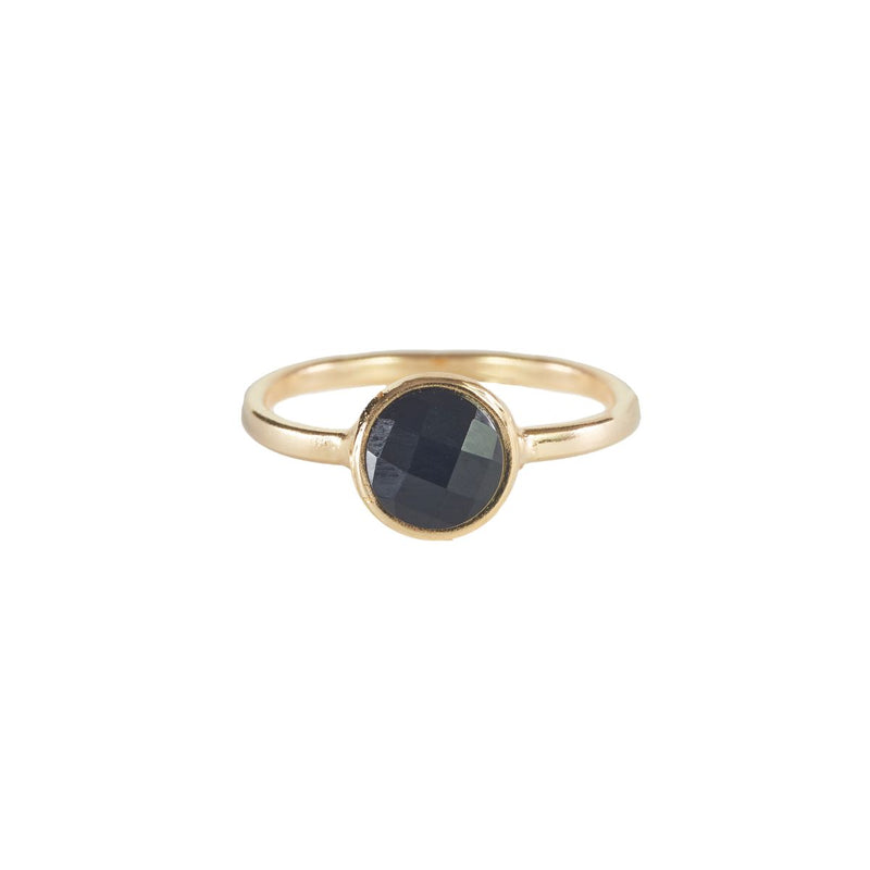Briolette Ring Black Obsidian - 18k Gold Plated