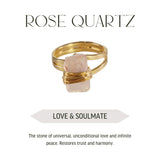 Ring Raw Rose Quartz Adjustable - 18k gold plated