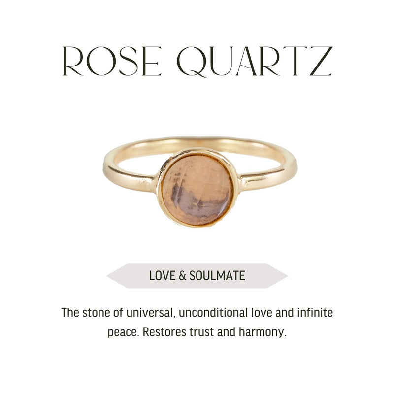 Rose Quartz - Briolette Ring - Gold Plated