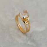 Rose Quartz - Royal Ring - Adjustable - 18k Gold Plated