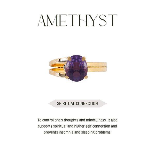 Amethyst - Royal Ring - Adjustable - 18k Gold Plated