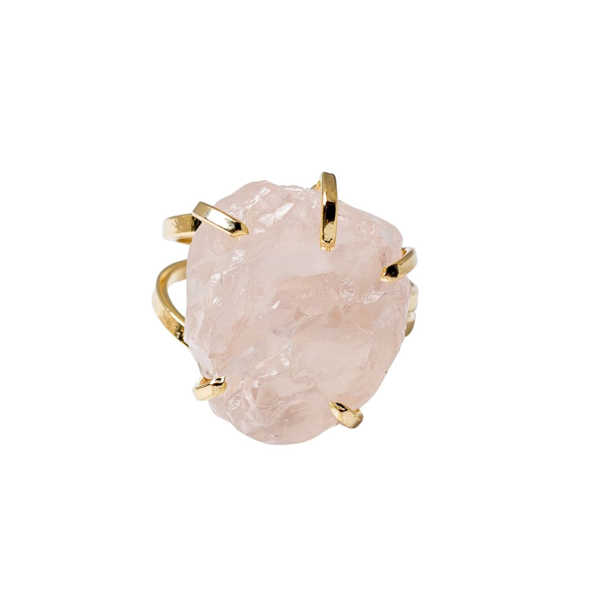 Big Rose Quartz - Lollipop Ring - Gold Plated