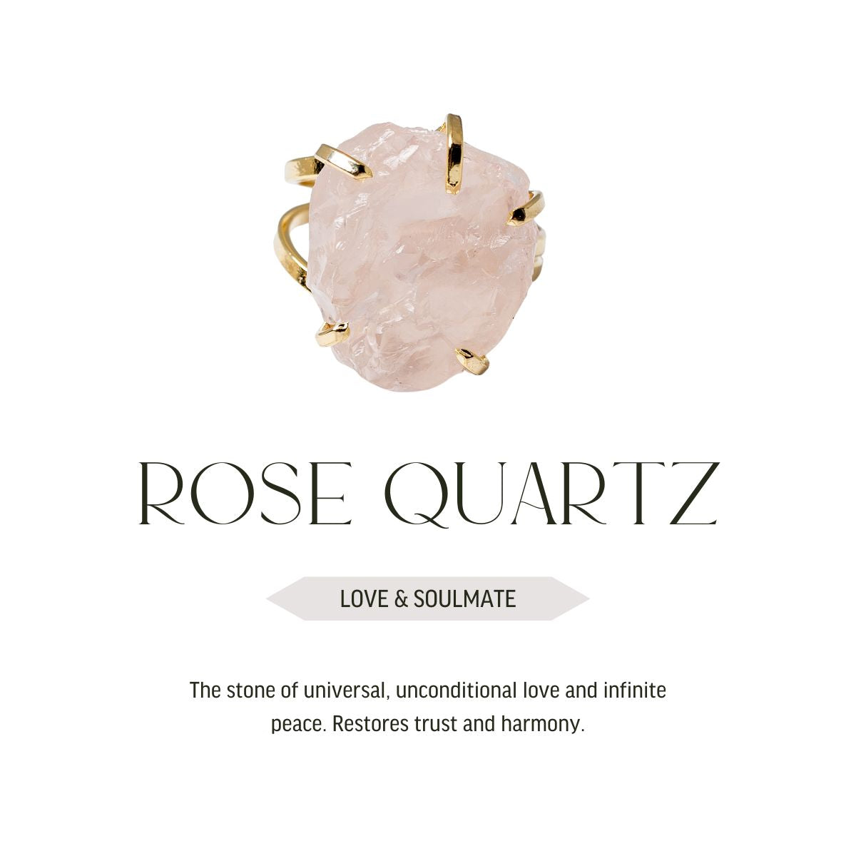 Big Rose Quartz - Lollipop Ring - Gold Plated