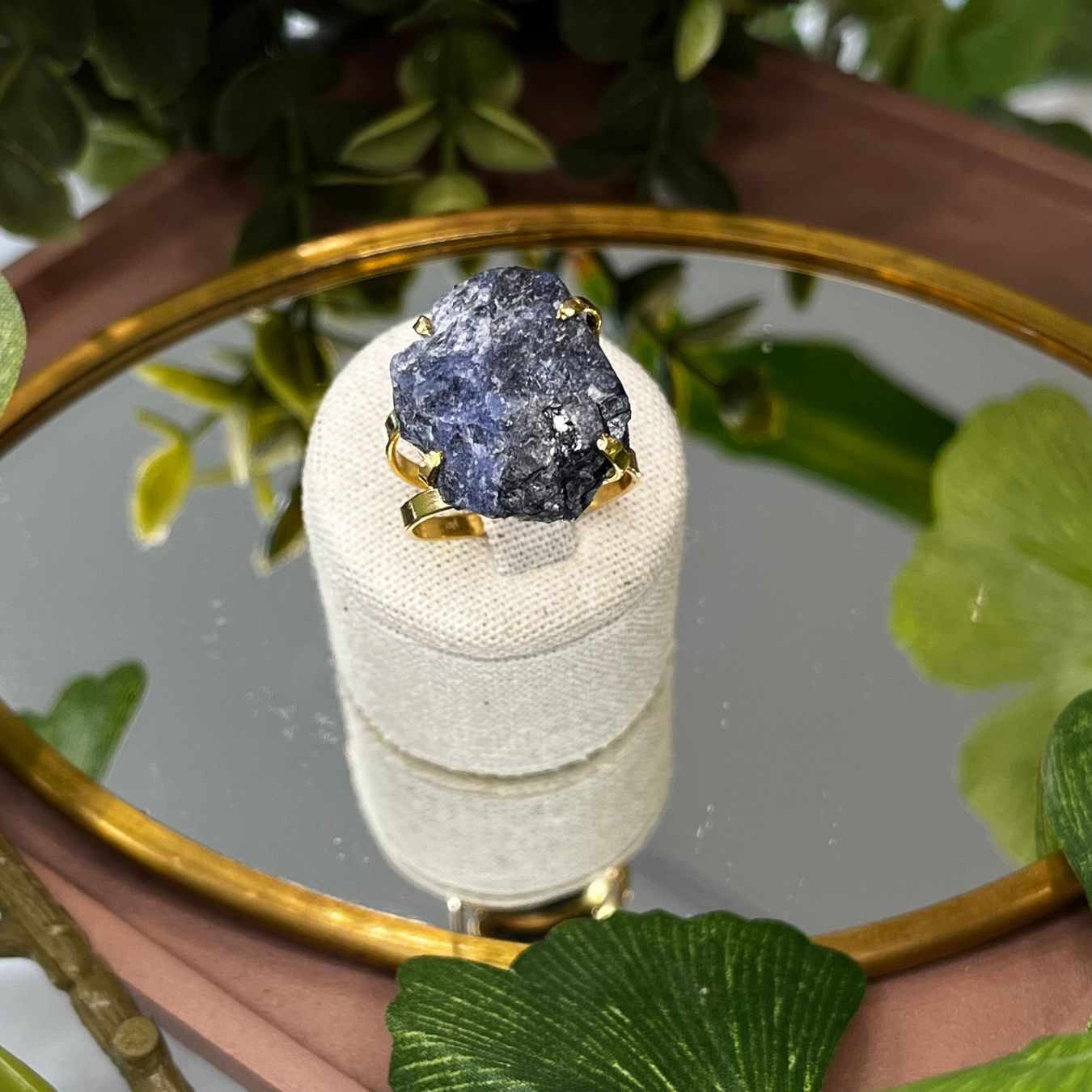 Big Sodalite - Lollipop Ring - Gold Plated