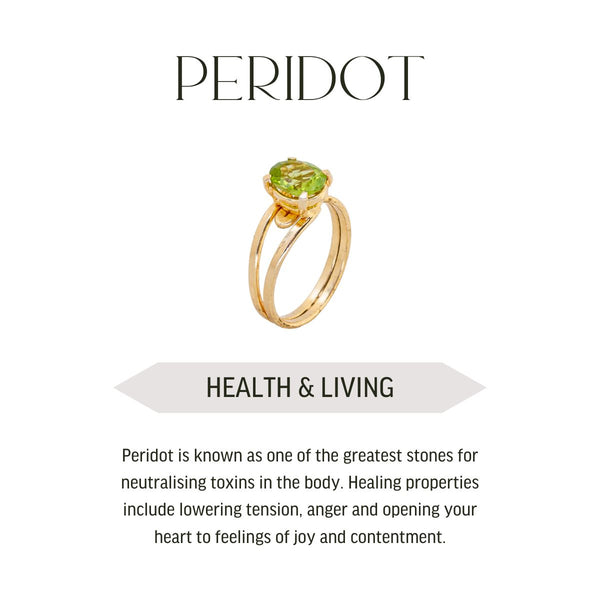 Ring verstelbaar Peridot diamant geslepen steen, verguld (ovaal 7x5mm)