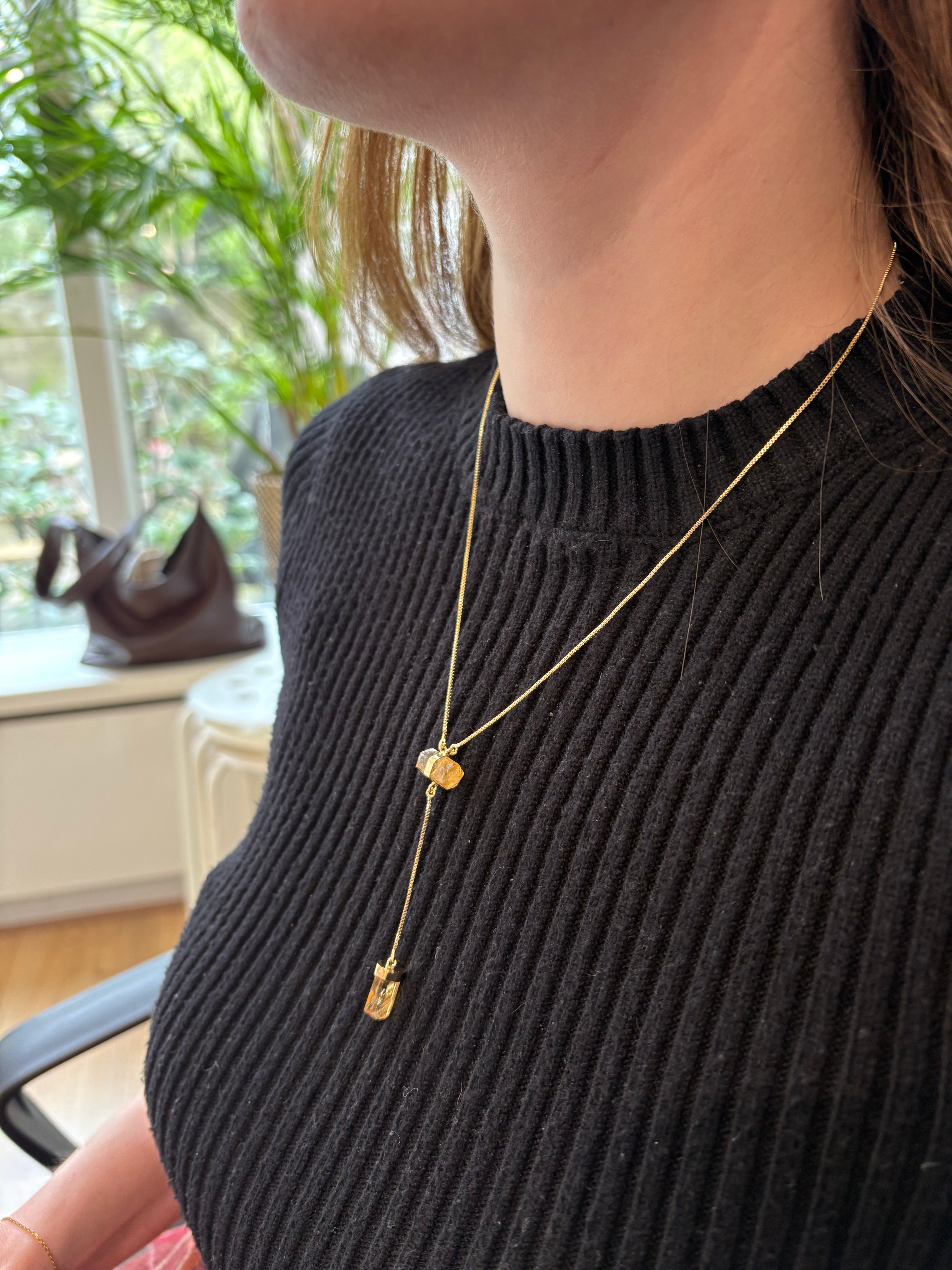 Citrine - All Flow Necklace - Gold Plated