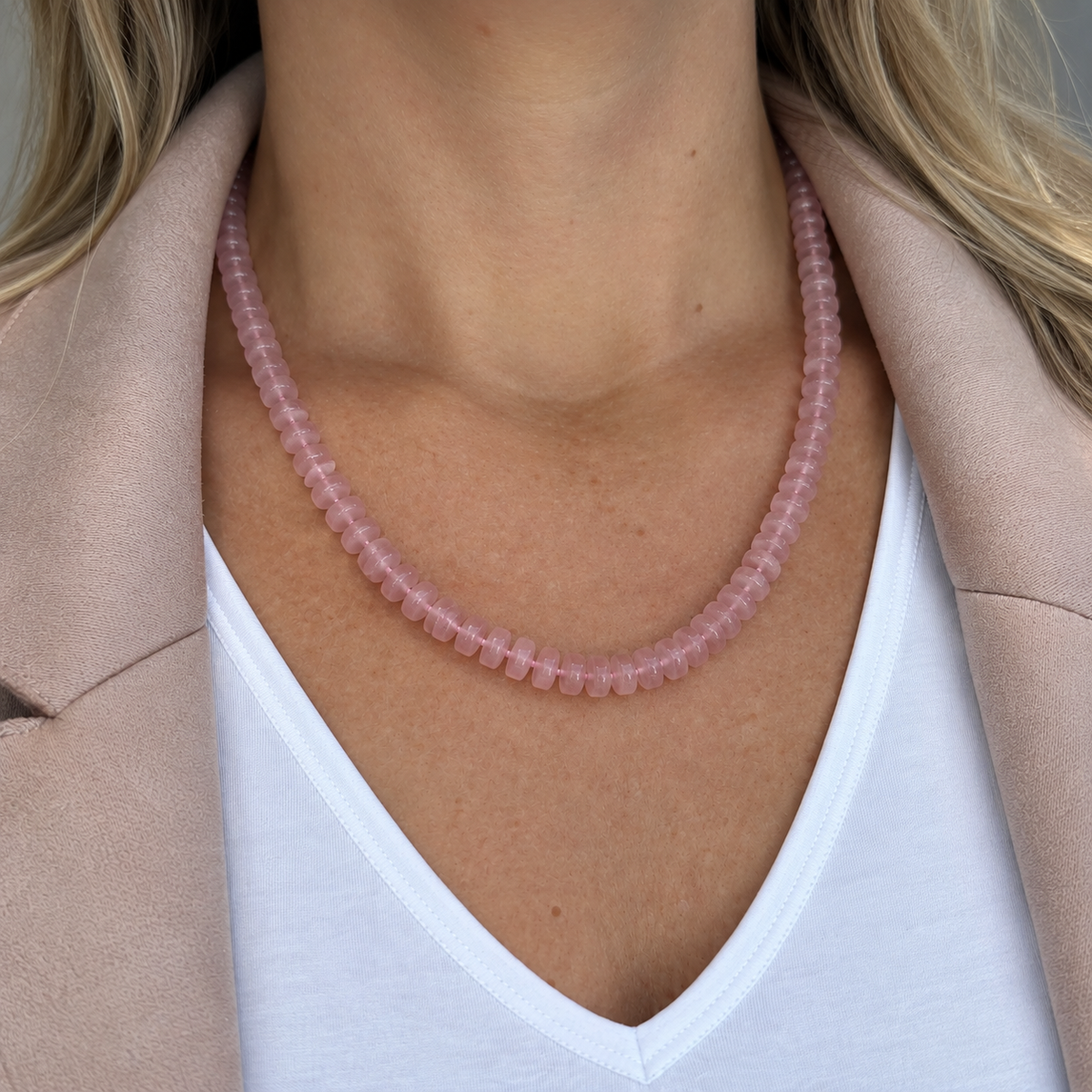 Rose Quartz Beads Necklace Gold Plated Limited Edition