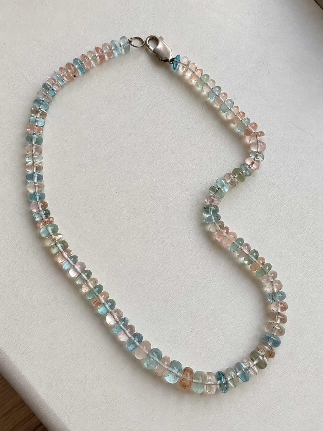Morganite Beaded Necklace — Sterling Silver | Limited Edition