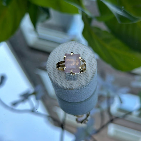 Rose Quartz - Pinky Ring - 18k Gold Plated