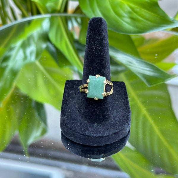 Green Quartz - Pinky Ring - 18k Gold Plated