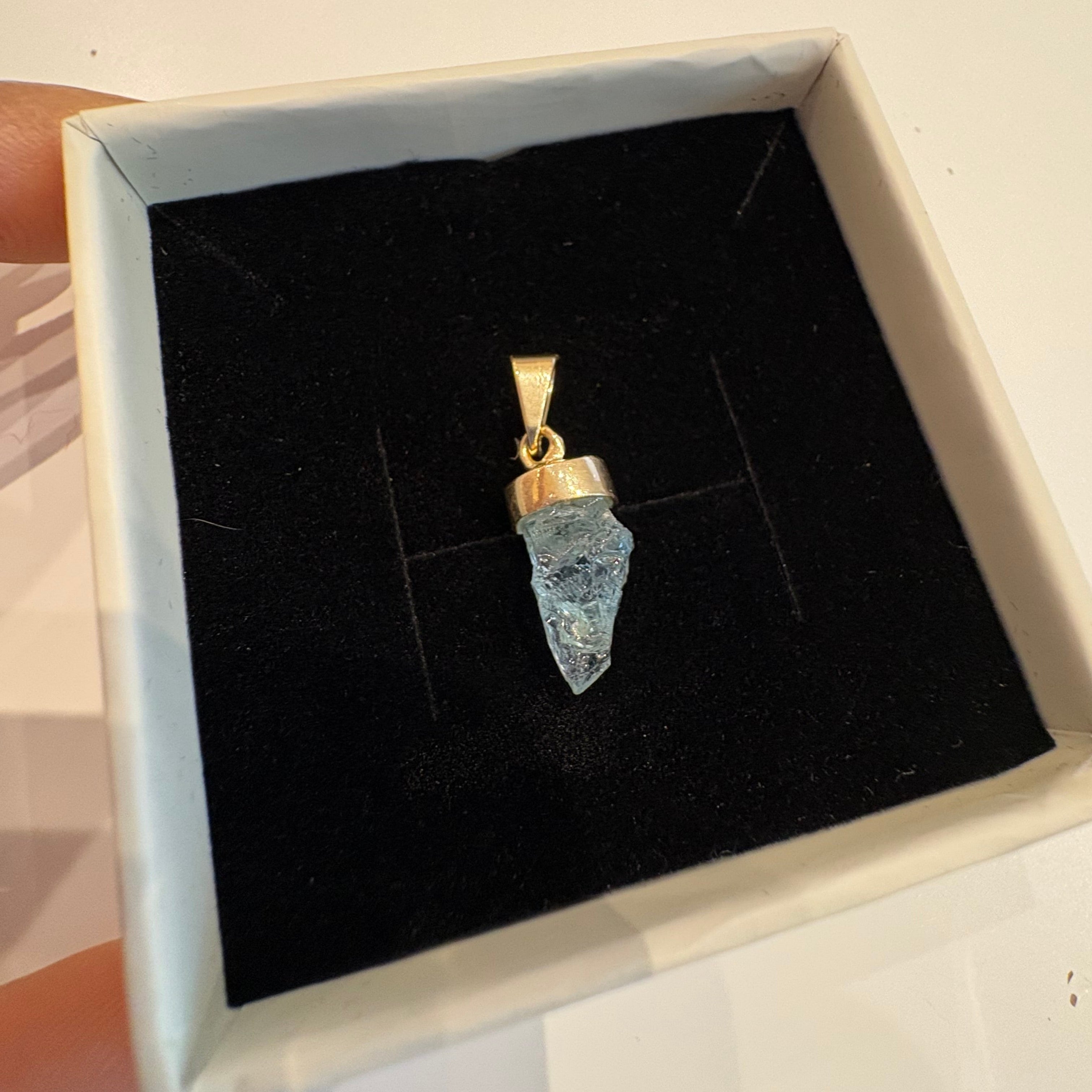 Mini Raw Pendant Aquamarine - Gold Plated