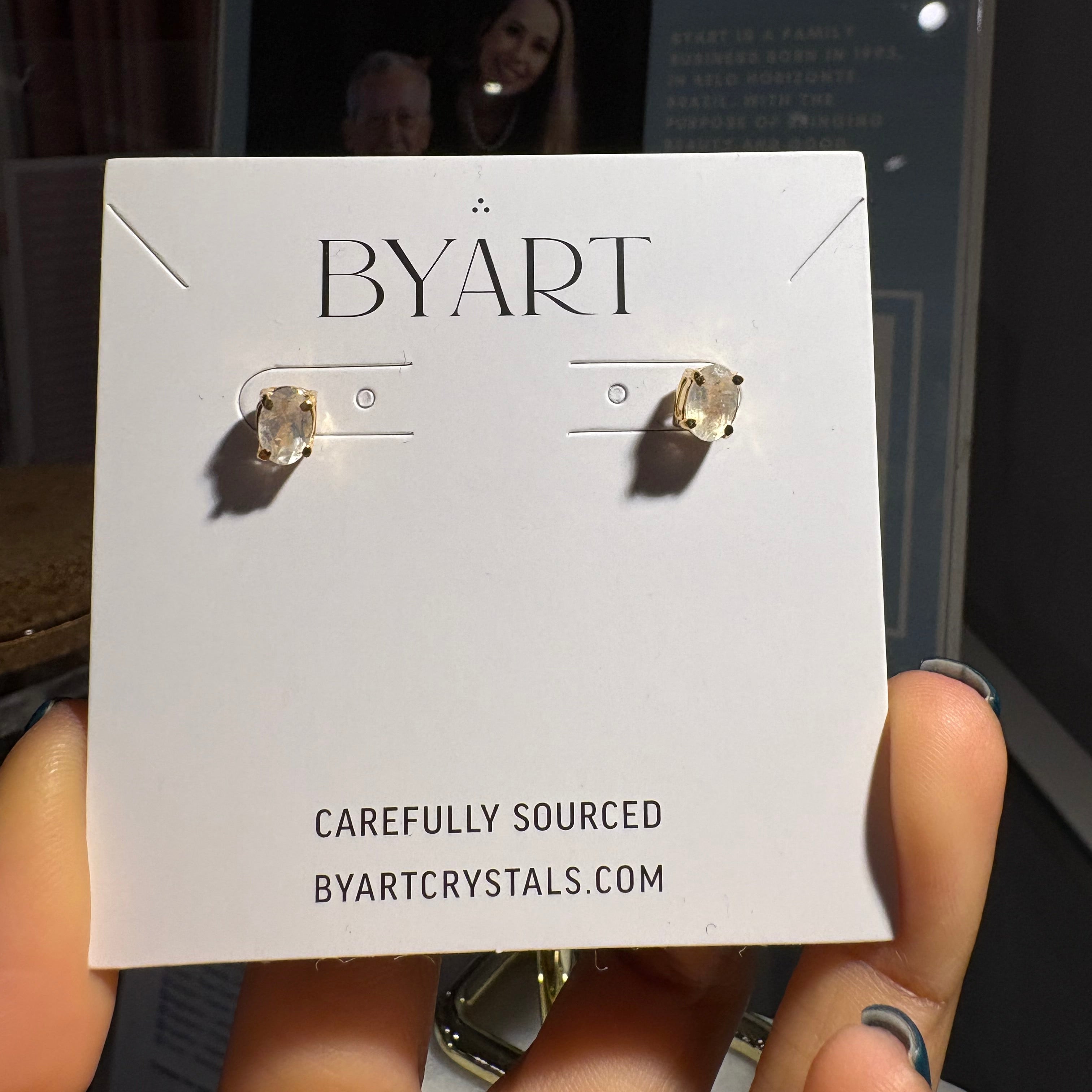 Moonstone Faceted Earrings - Gold Plated