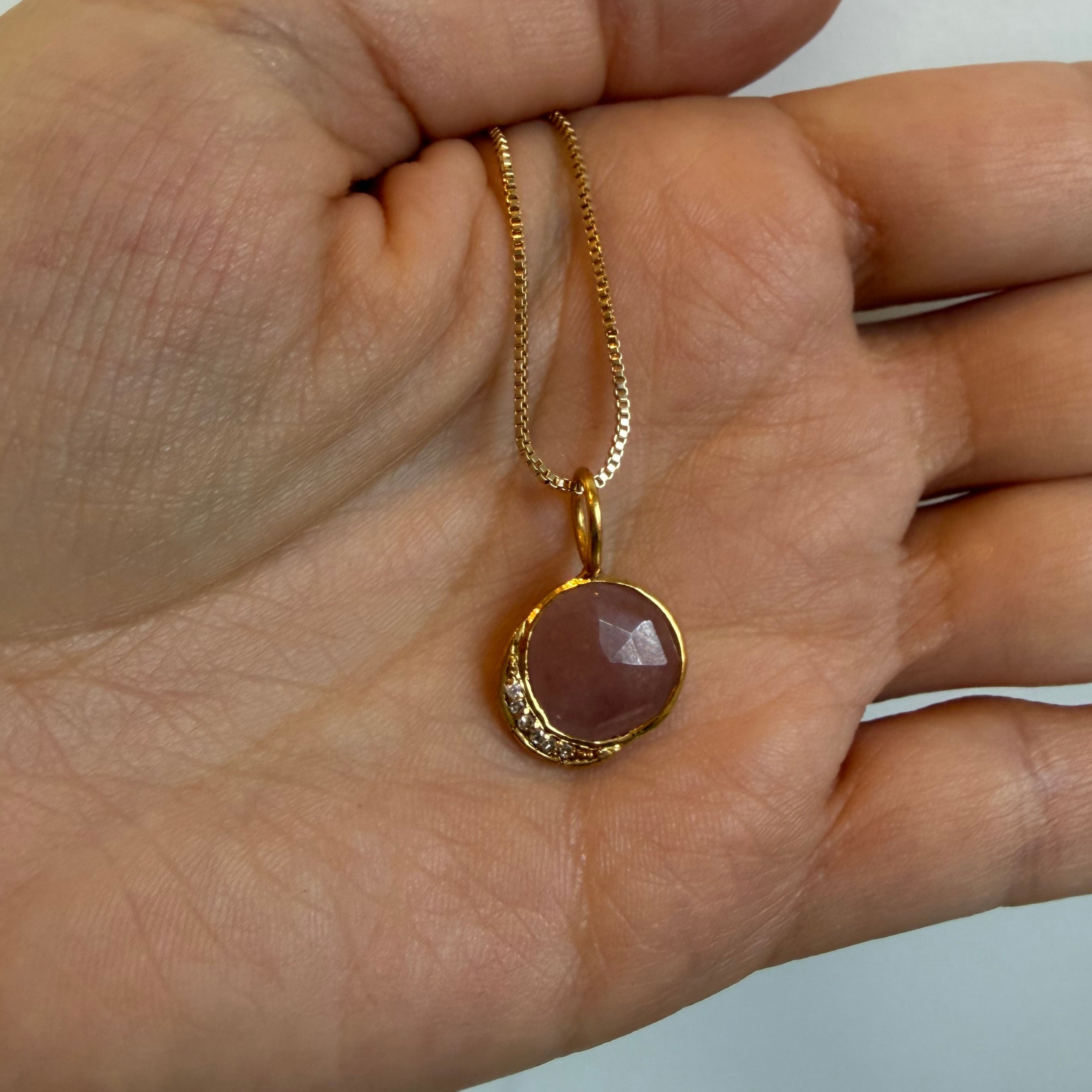 Pink Sapphire & Diamond - Cosmic Harmony Pendant - Gold Plated - Mystic Star