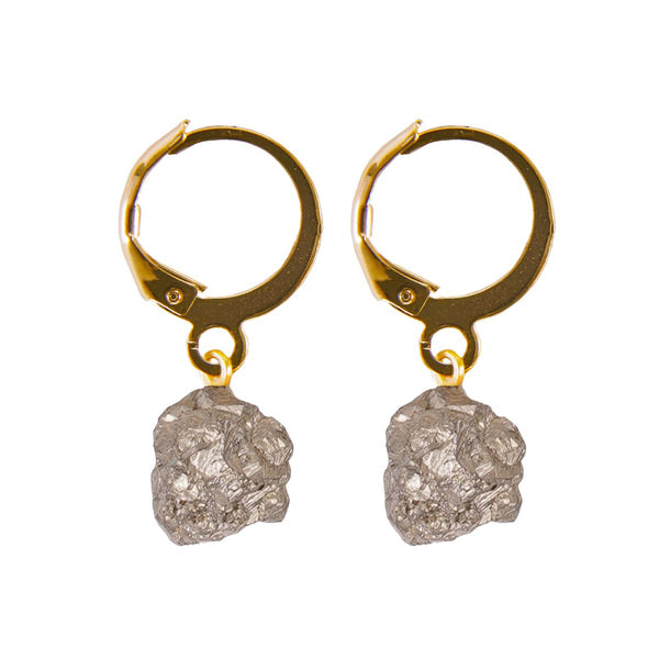 Pyrite Hoops Earrings - 18k Gold Plated