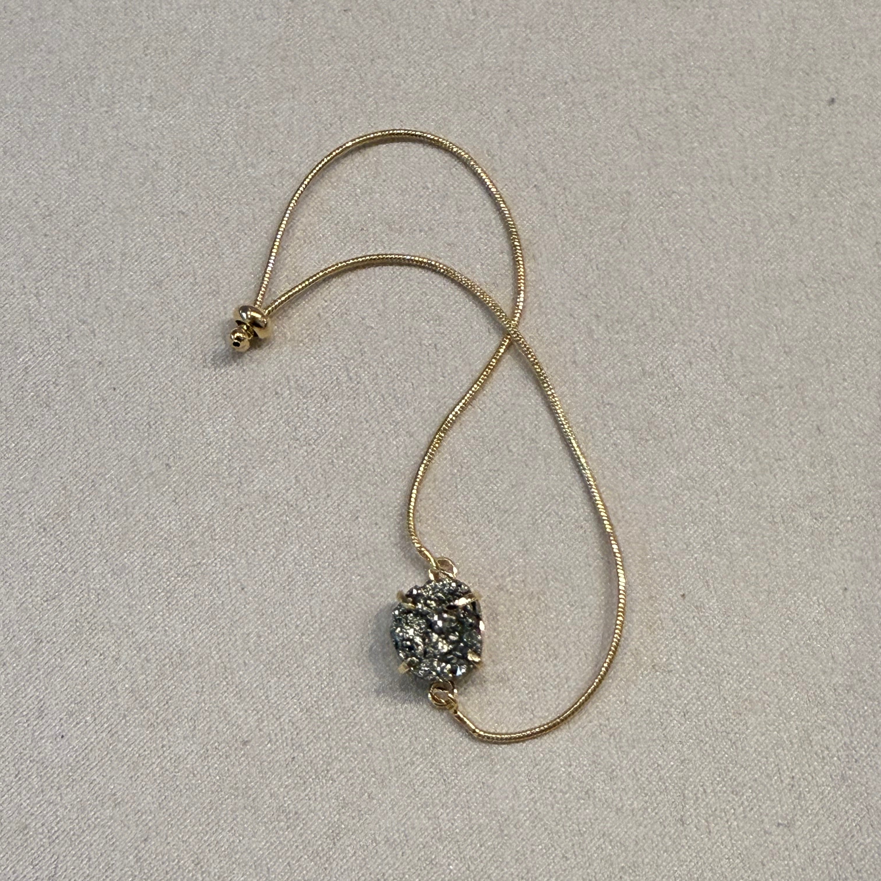 Pyrite Adjustable Bracelet- Gold Plated