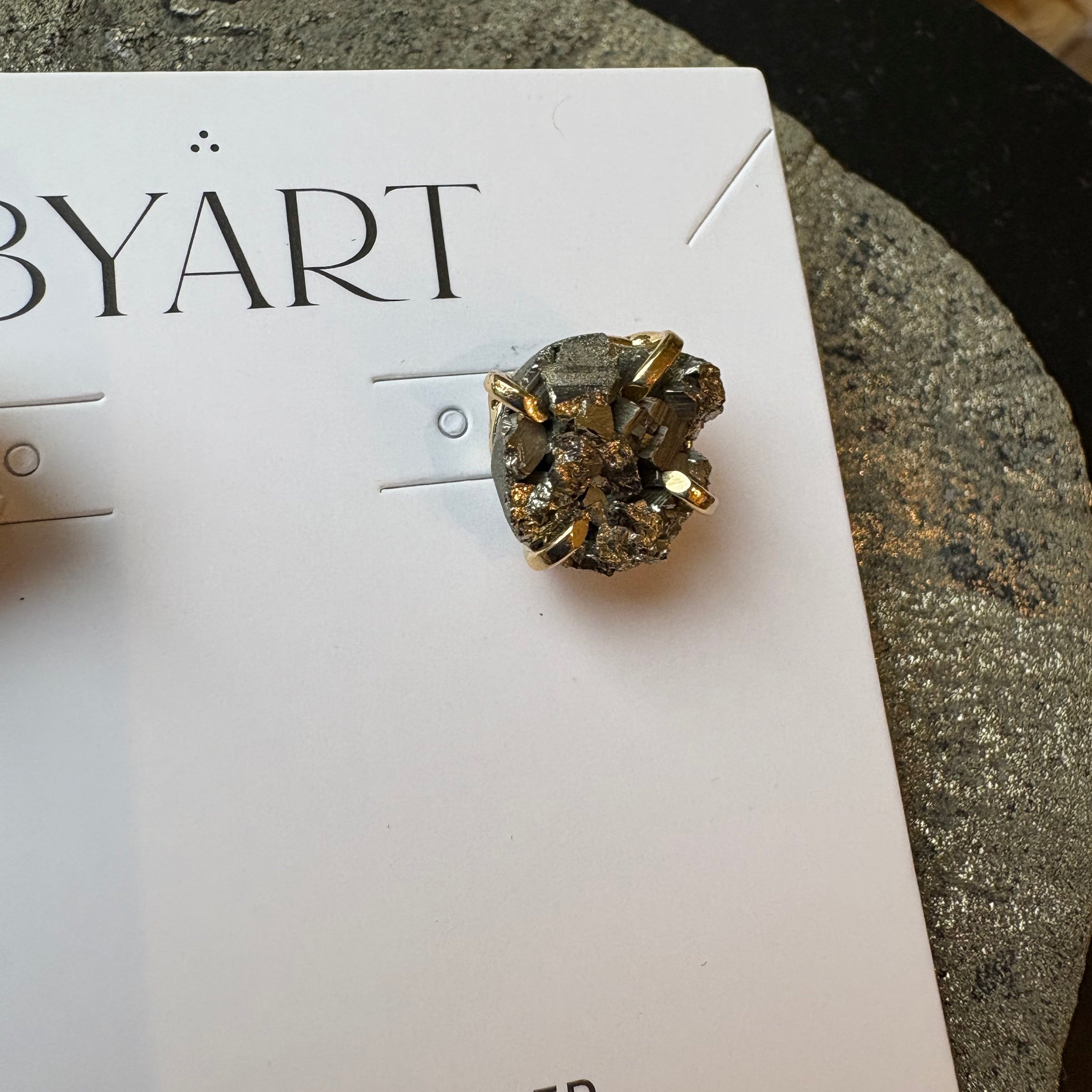 Pyrite round Earrings Gold Plated