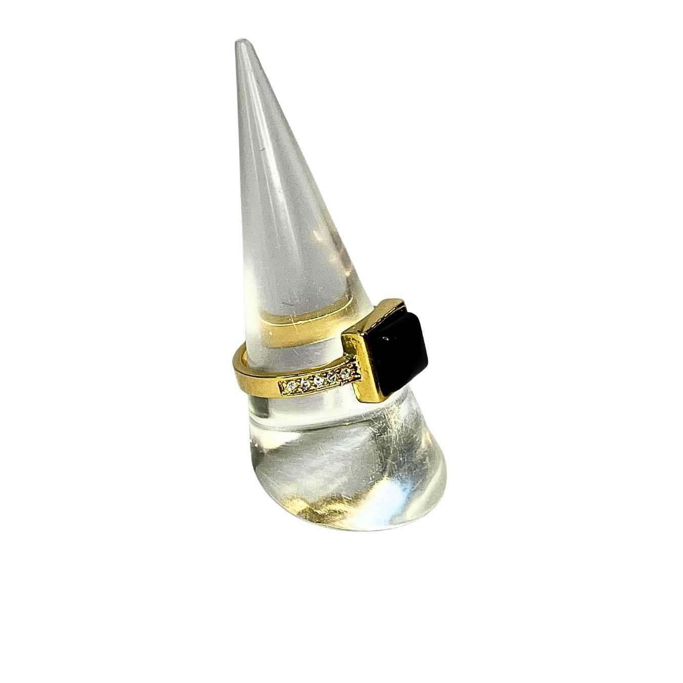 Black Obsidian Ring - Gold Plated