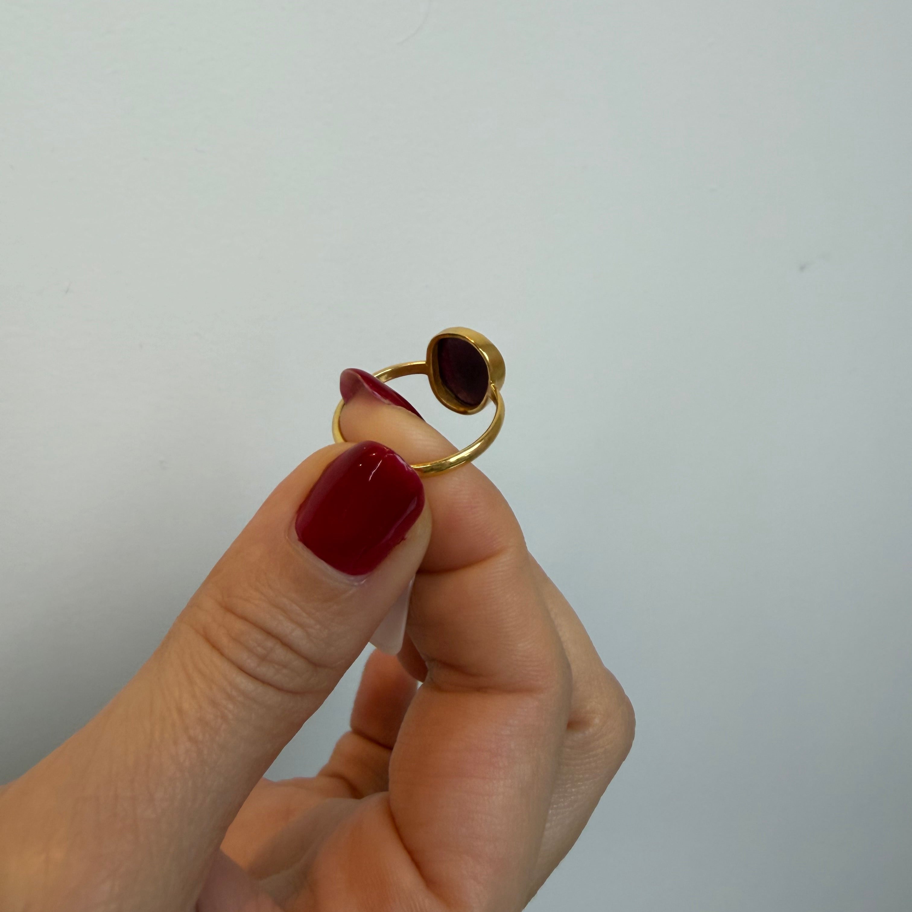 Ruby & White Topaz - Cosmic Harmony Ring - Gold Plated - Mystic Star