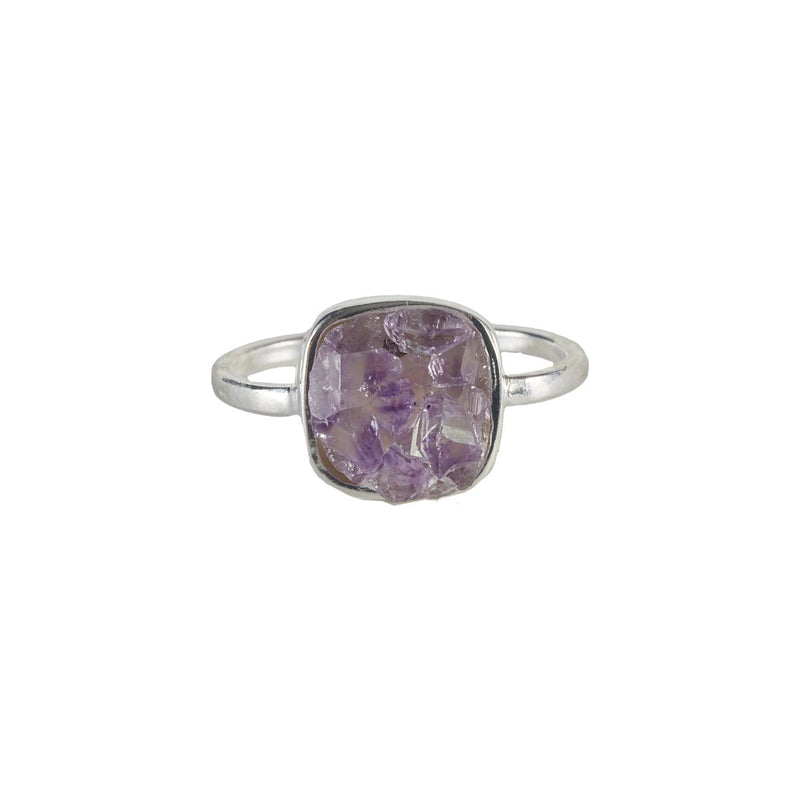Amethyst Geode Ring - Silver Plated