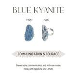 Blue Kyanite Big Raw Ring - Silver Plated