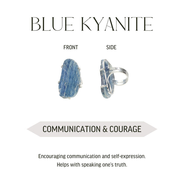 Blue Kyanite - Speak your Truth - Raw Oval Ring - Silver Plated