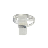 Selenite - Wrapped Raw Ring - Adjustable - Silver Plated