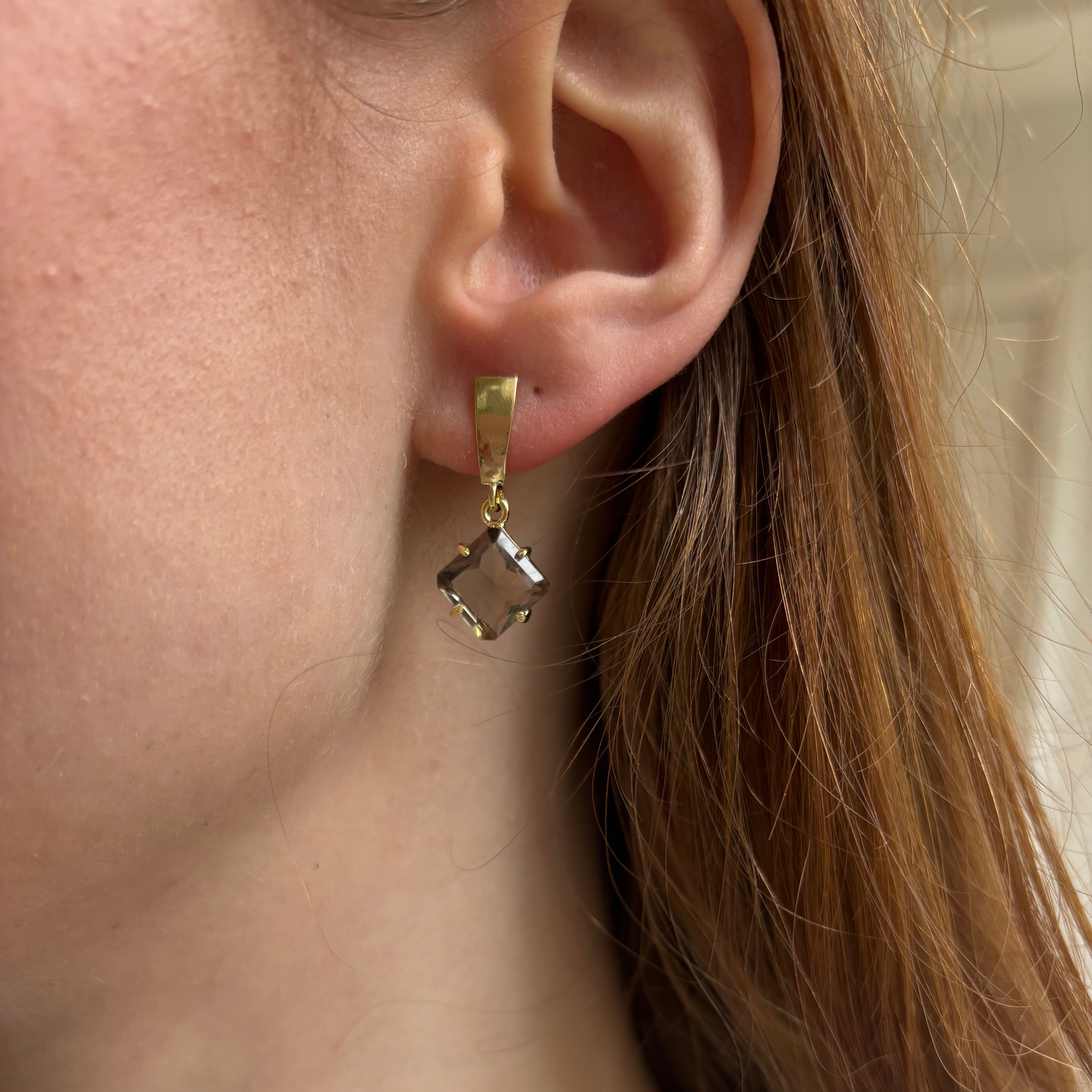 Smoky Quartz Ember Earrings - True Gem Collection - 18k Gold Vermeil