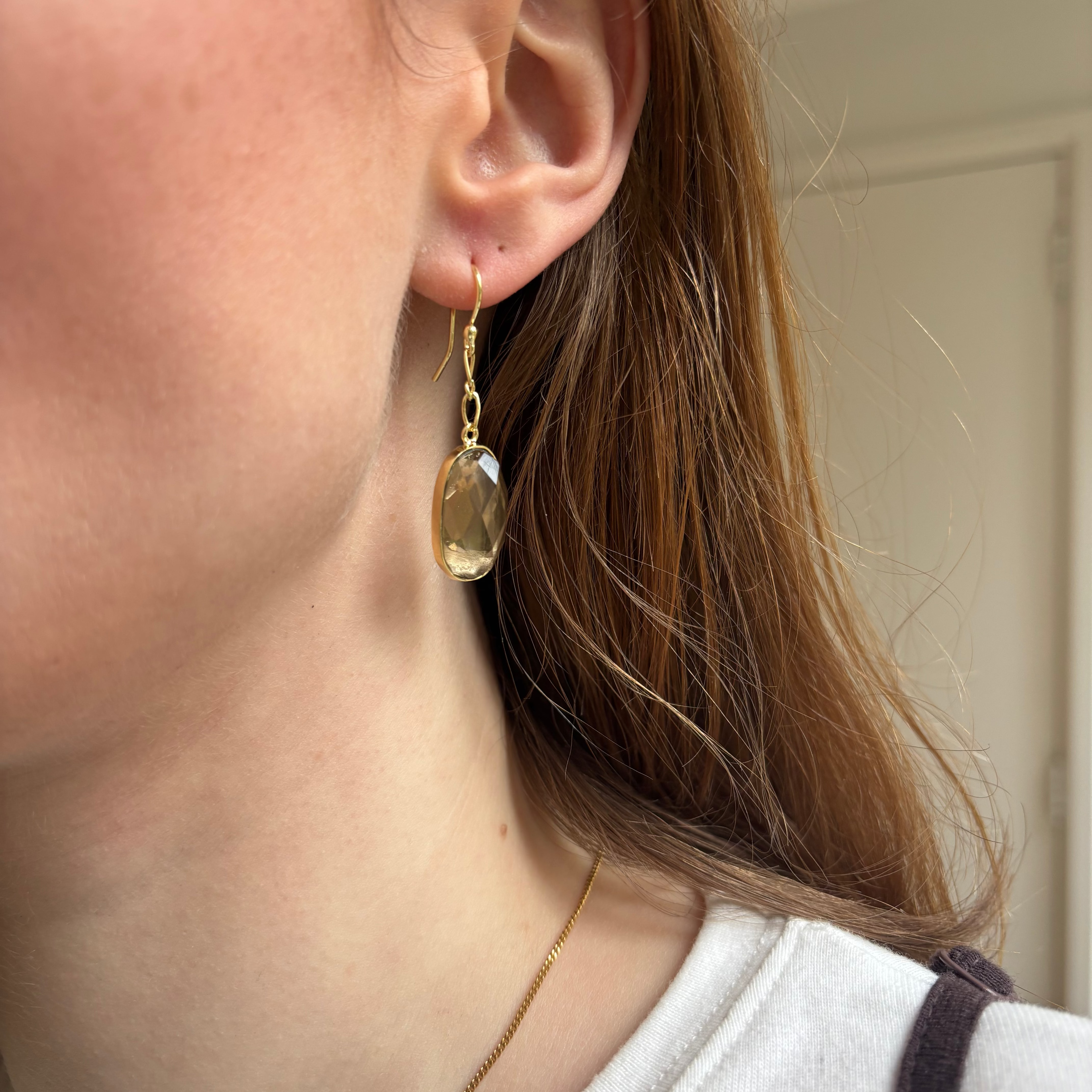 Smoky Quartz  Oval Earrings - True Gem Collection - 18k Gold Vermeil