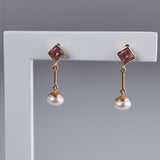 Earrings Pink Tourmaline | Pearl 18k Gold