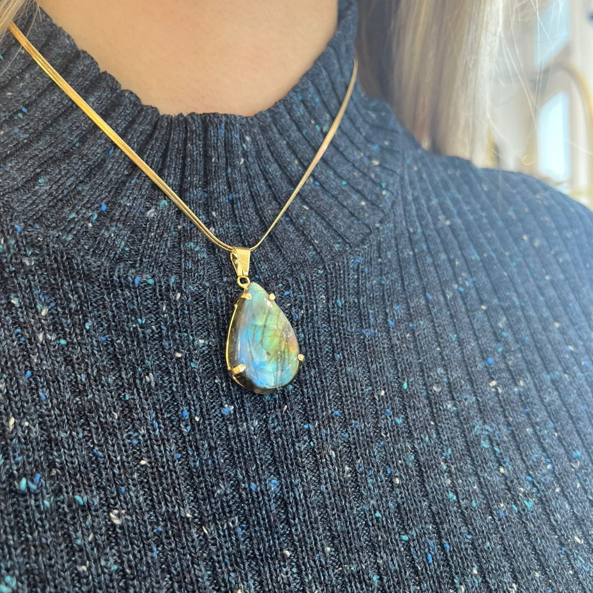 Labradorite Drop Pendant - Gold Plated