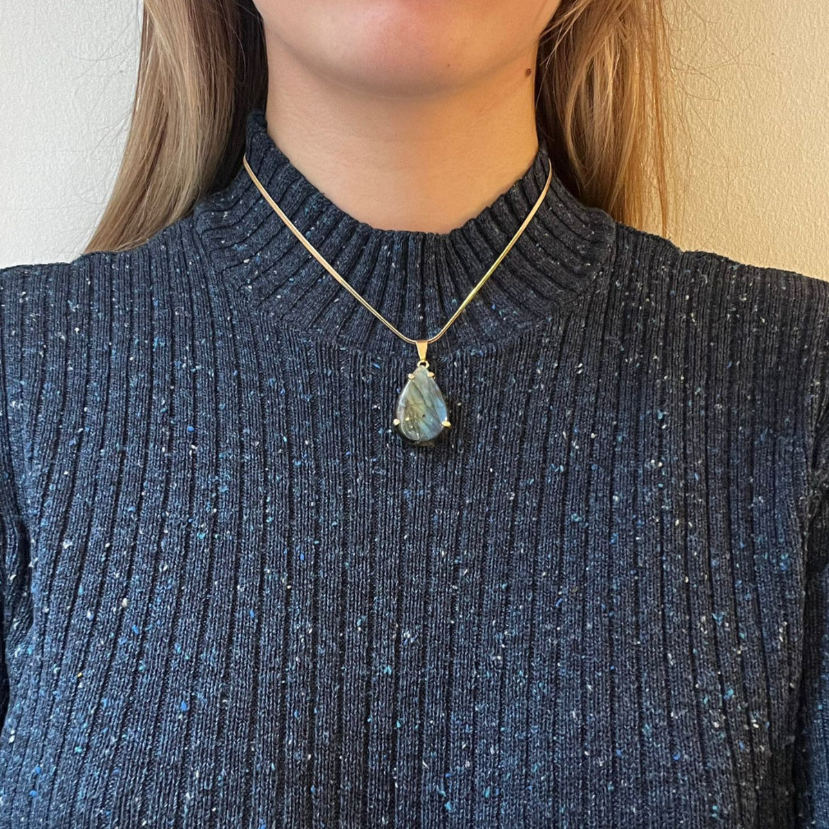 Labradorite Drop Pendant - Gold Plated