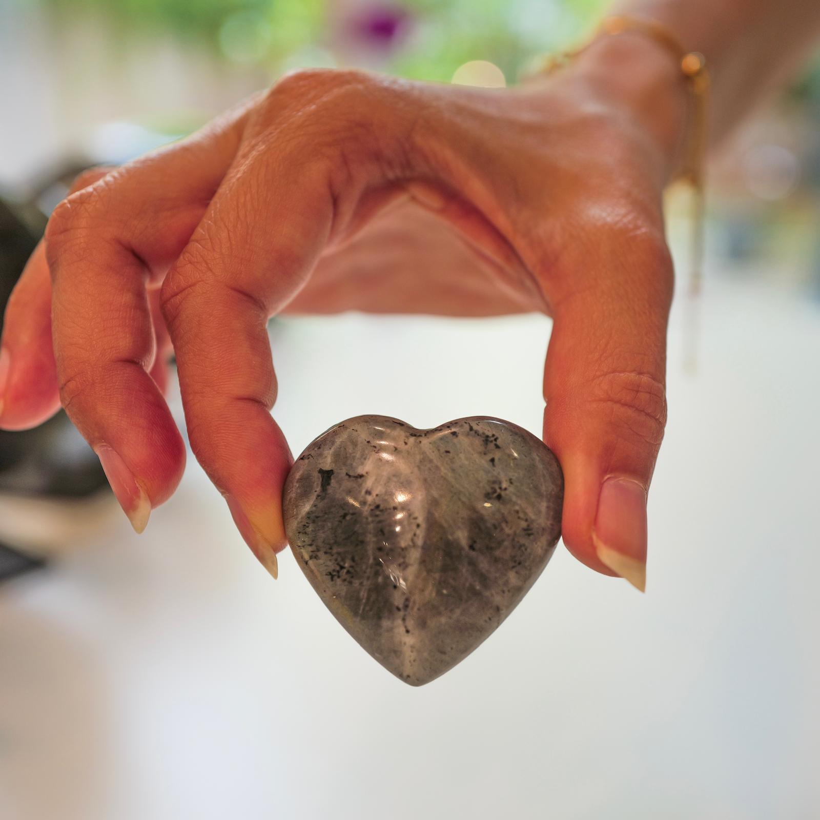 Labradorite Heart Stone - Crystal